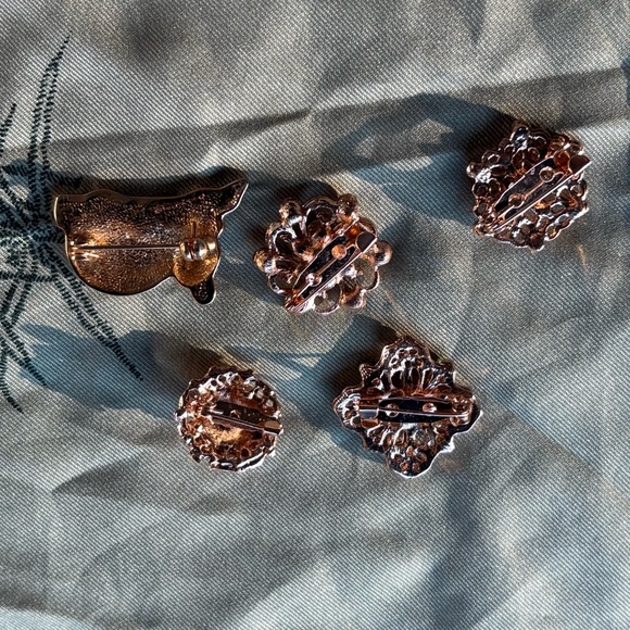 Pin lot brooch bundle gold brooches enamel panda red green crystal jewelry pins - Picture 5 of 7